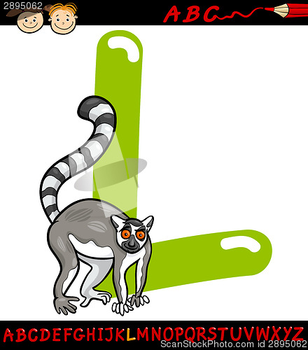 Image of letter l for lemur cartoon illustration