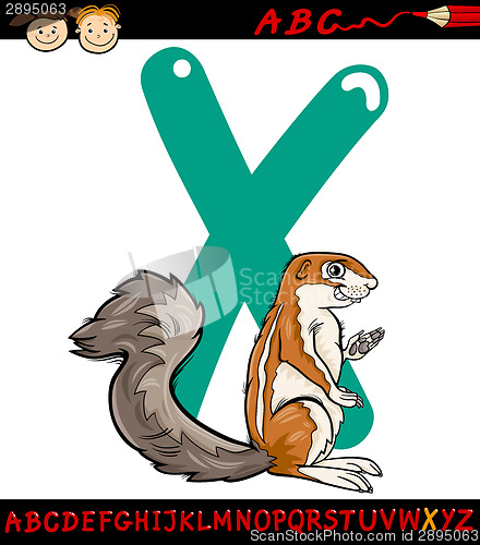 Image of letter x for xerus cartoon illustration