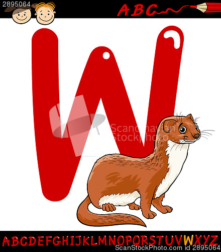 Image of letter w for weasel cartoon illustration