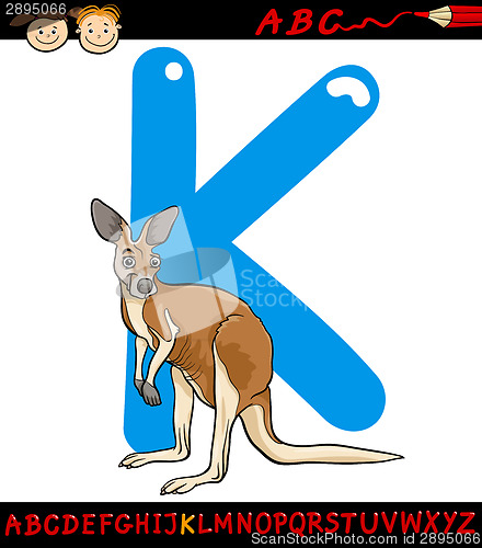 Image of letter k for kangaroo cartoon illustration