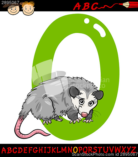 Image of letter o for opossum cartoon illustration
