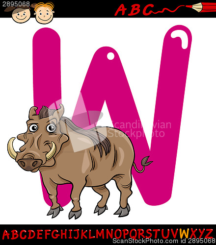 Image of letter w for warthog cartoon illustration