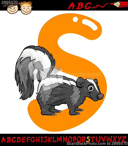 Image of letter s for skunk cartoon illustration