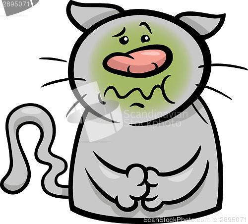 Image of sick cat cartoon illustration