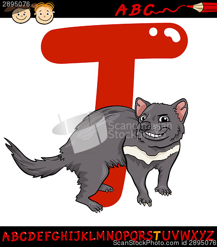 Image of letter t for tasmanian devil cartoon