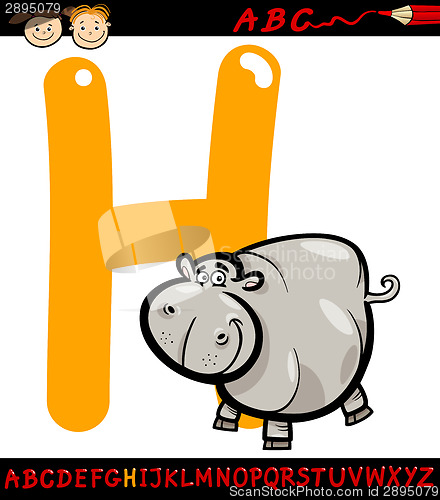 Image of letter h for hippo cartoon illustration
