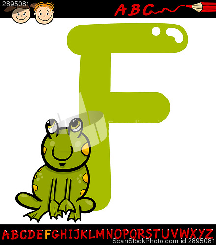 Image of letter f for frog cartoon illustration