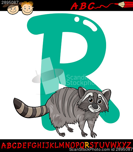 Image of letter r for raccoon cartoon illustration