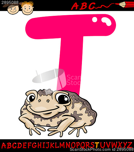 Image of letter t for toad cartoon illustration