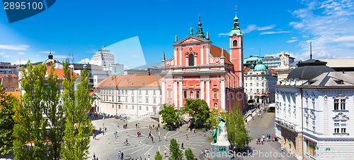 Image of Preseren square, Ljubljana, capital of Slovenia.