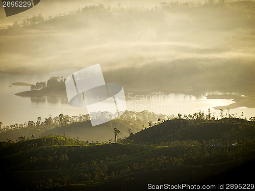 Image of Golden sunrise at a mountain in Asia