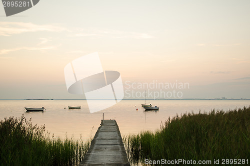 Image of View at a calm bay at twilight time