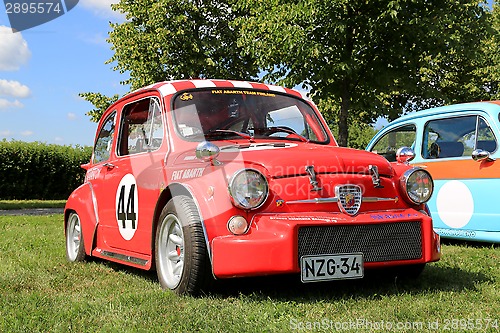 Image of Red Fiat Abarth Rally Car