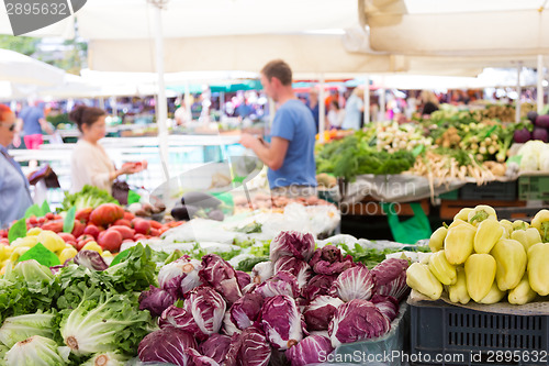 Image of Vegetable market stall.