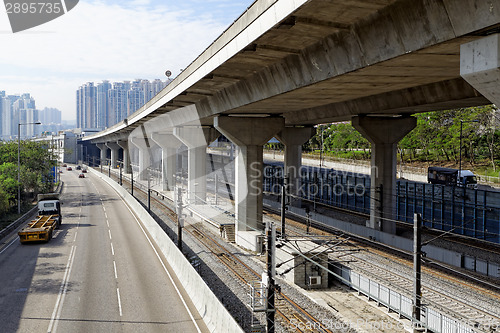 Image of Freeway Overpasses and Train Tracks 