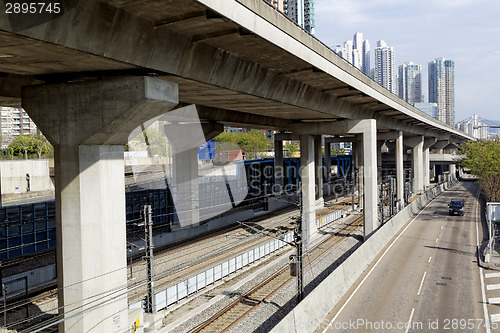 Image of Freeway Overpasses and Train Tracks 
