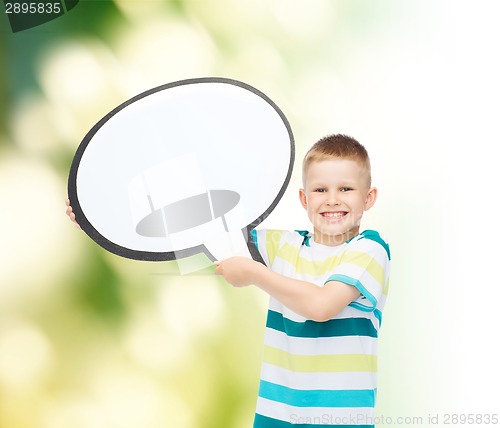 Image of smiling little boy with blank text bubble