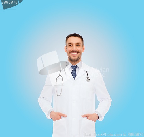 Image of smiling male doctor with stethoscope