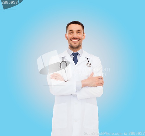 Image of smiling male doctor with stethoscope