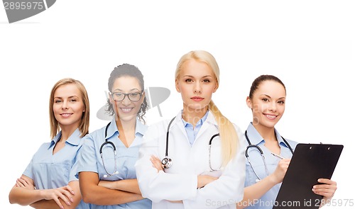 Image of team or group of female doctors and nurses