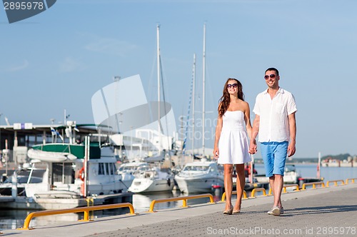 Image of smiling couple in city