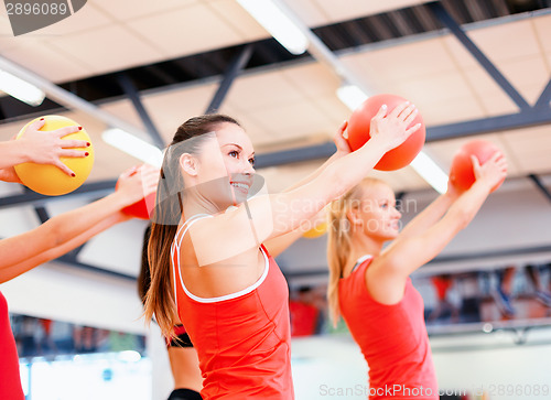 Image of group of people working out with stability balls