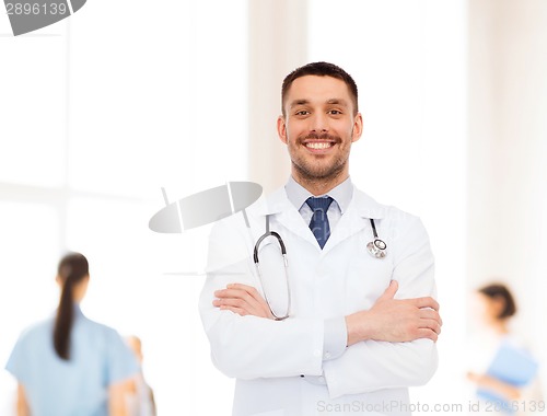 Image of smiling male doctor with stethoscope