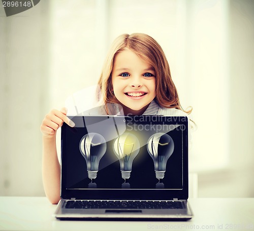 Image of girl with laptop pc at school