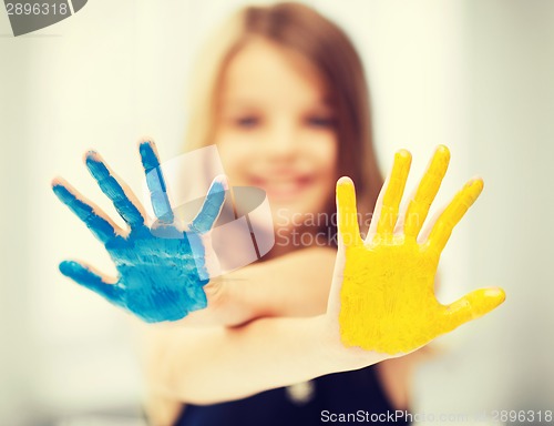 Image of girl showing painted hands