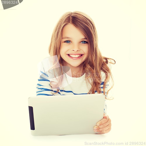 Image of smiling student girl with tablet pc computer