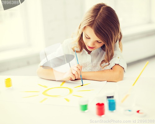 Image of little girl painting picture