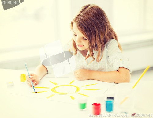 Image of little girl painting picture