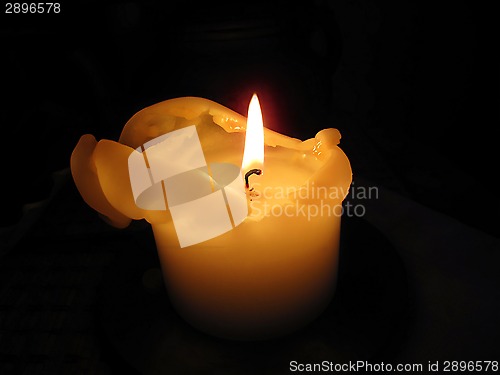 Image of Candle burning in the dark
