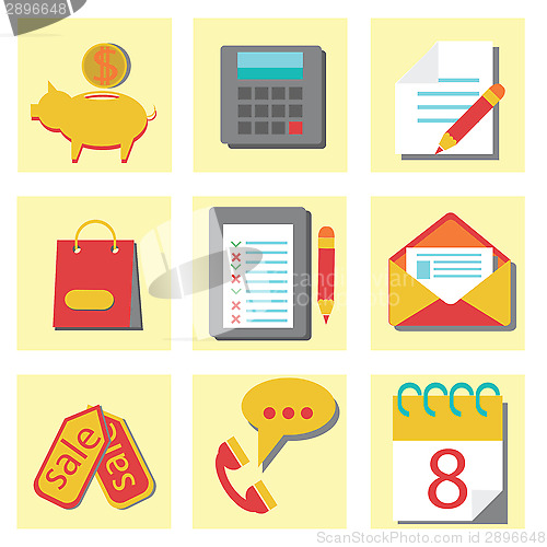 Image of set of flat icons for web design