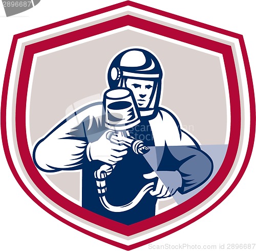 Image of Spray Paint Gun Painter Spraying Shield Retro