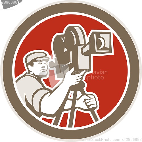 Image of Cameraman Vintage Film Movie Camera Retro