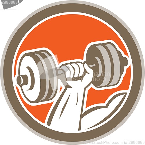 Image of Hand Lifting Dumbbell Circle Retro