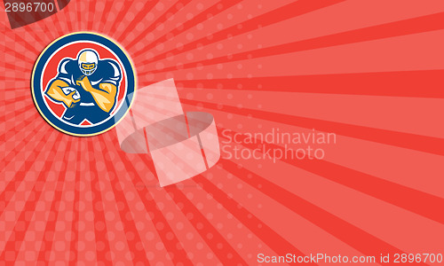 Image of Business card American Football Player Fend Off Circle Retro