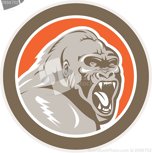 Image of Angry Gorilla Head Circle Retro