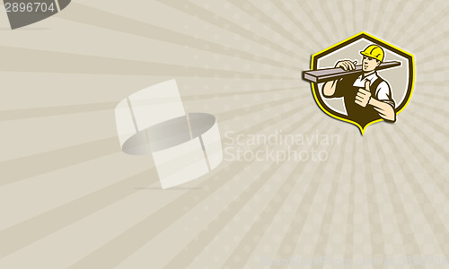 Image of Business card Carpenter Carry Lumber Thumbs Up Shield