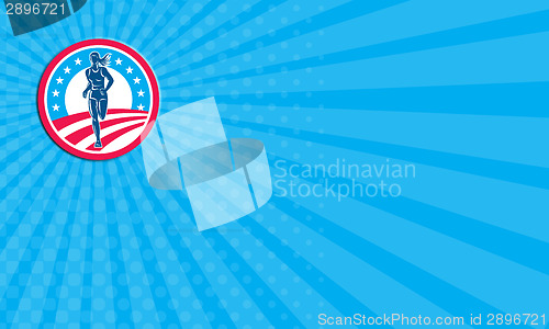 Image of Business card American Female Triathlete Marathon Runner Circle