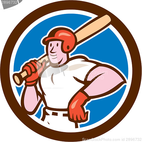 Image of Baseball Player Holding Bat Cartoon