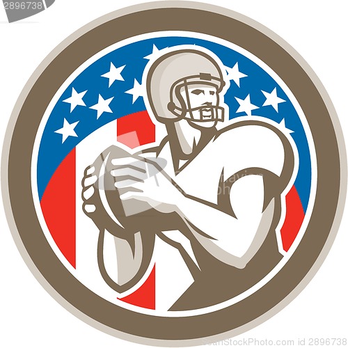 Image of American Football Quarterback QB Circle Retro