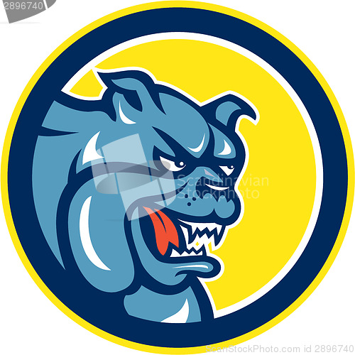 Image of Angry Bulldog Mongrel Head Circle Cartoon