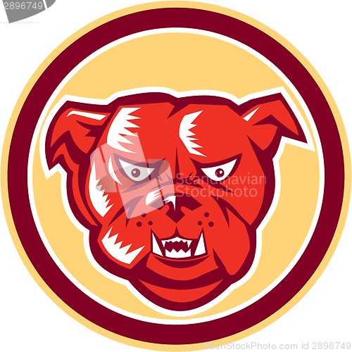 Image of Angry Bulldog Mongrel Head Circle Retro