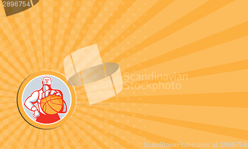 Image of Business card  Basketball Player With Ball Circle Retro