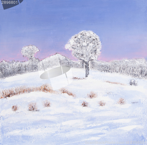 Image of Oil painting of a winter landscape