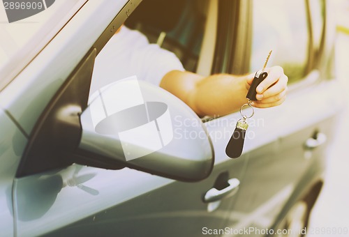 Image of man with car key outside