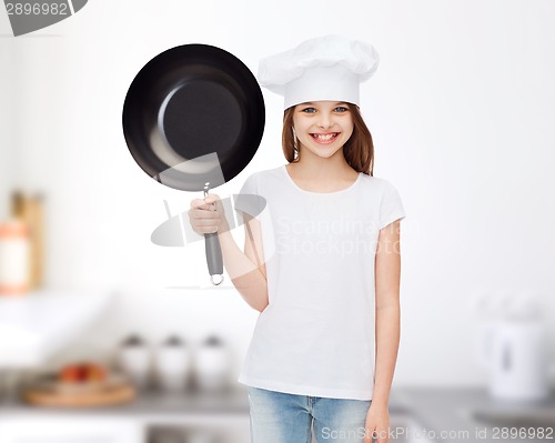 Image of smiling little girl in white blank t-shirt