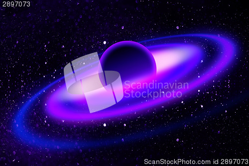 Image of Fantasy deep space nebula with planet and stars